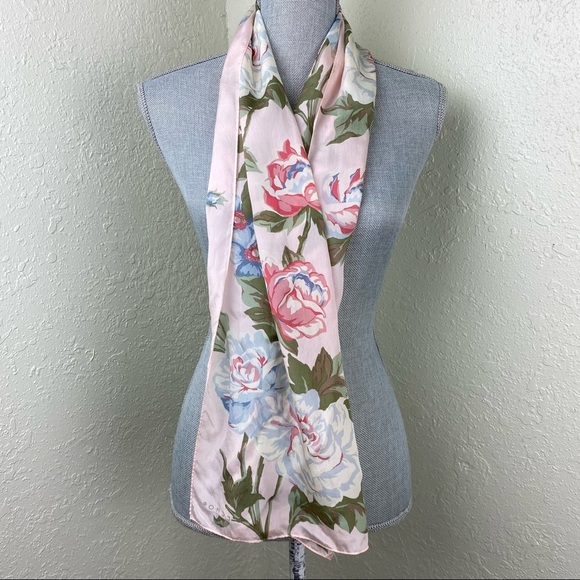 Echo Accessories - Echo silk oblong floral scarf; cottagecore, grannycore, prairie vibes